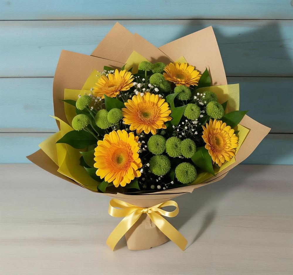 Букет цветов из: Герберы и Хризантемы в Моздоке