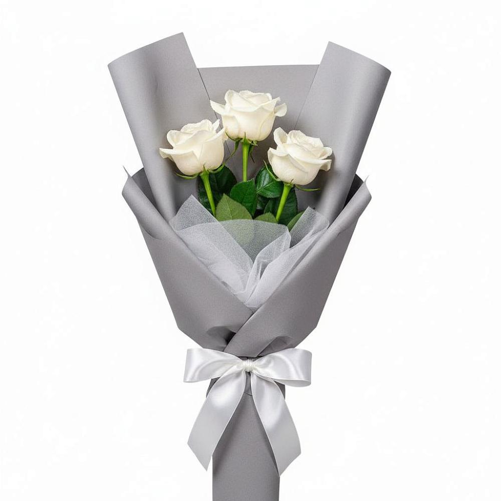 Букет 3 белые розы в Моздоке