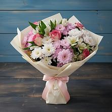 Букет цветов из:  Хризантемы, Альстромерии и Розы в Моздоке