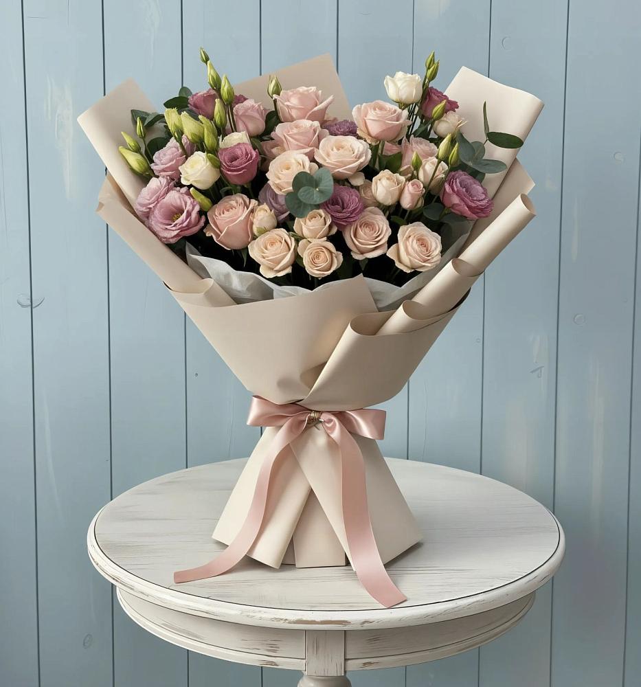 Букет цветов из: Розы и Лизиантусы в Моздоке