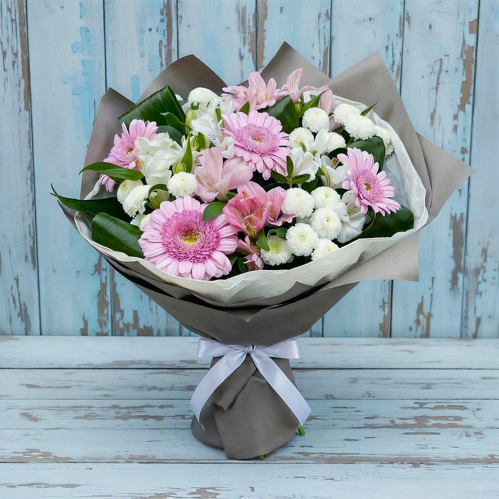 Букет цветов из: Герберы, Альстромерии и Хризантемы в Моздоке