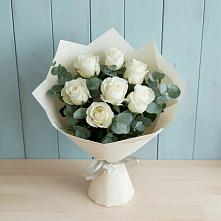 Букет Белые розы в Эвкалипте в Моздоке